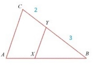 Find the ratio of the area of triangle XBY to the area of triangle ABC for the given-example-1