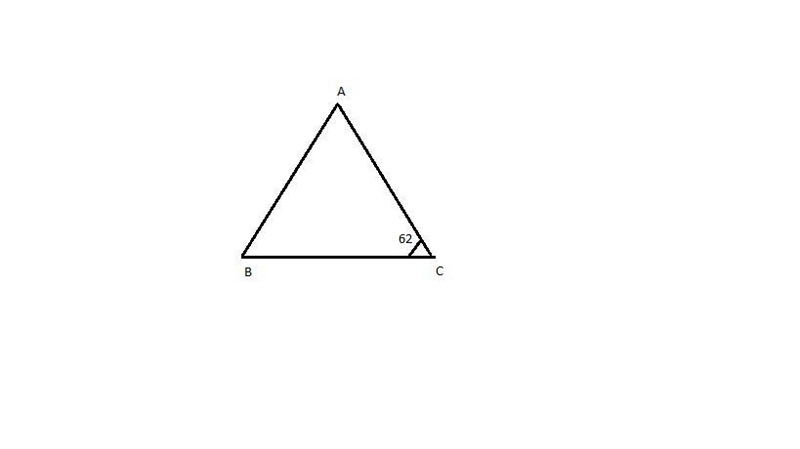 In Triangle ABC, AC = BC and mC = 62°. The longest side of the triangle is:-example-1