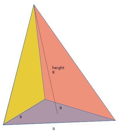 Calculate the volume of the regular triangular pyramid with the base edges of length-example-1