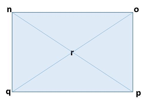 The diagonals of rectangle nopq intersect at point r. if qr=3x-4 and np=5x+20, solve-example-1