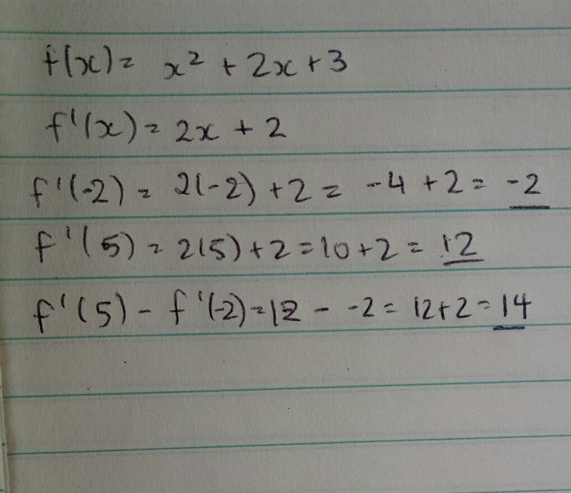 Let f(x)=x^2+2x+3 What is the average rate of change for the quadratic function from-example-1