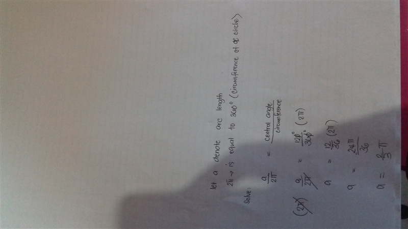 What is the length of the arc on the unit circle subtended by an angle of 120 degrees-example-1