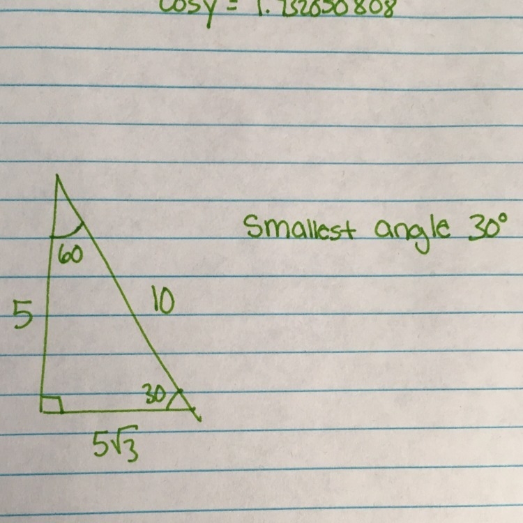 One leg of a right triangle is five and it's hypotenuse is 10. What is the size of-example-1