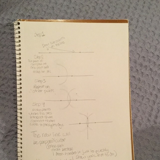 what are the steps for using a compass and a straightedge to construct a line perpendicular-example-1