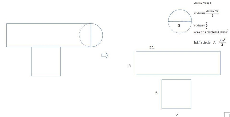 Identify the area of the figure rounded to the nearest tenth-example-1