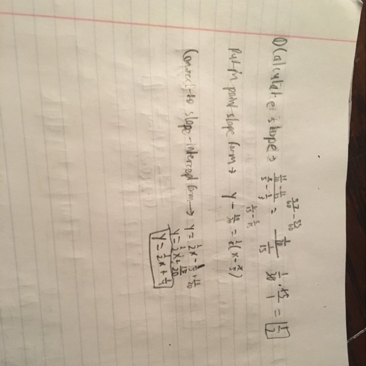 What is the equation of the line passing through the points (2/5, 19/20) and (1/3, 11/12) in-example-1