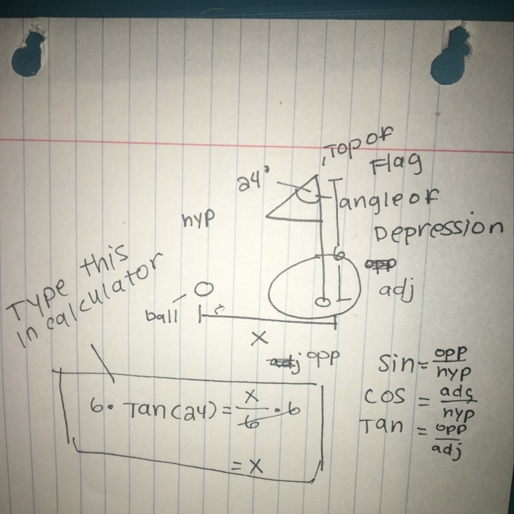 Angle of elevation and depression worksheet-example-1