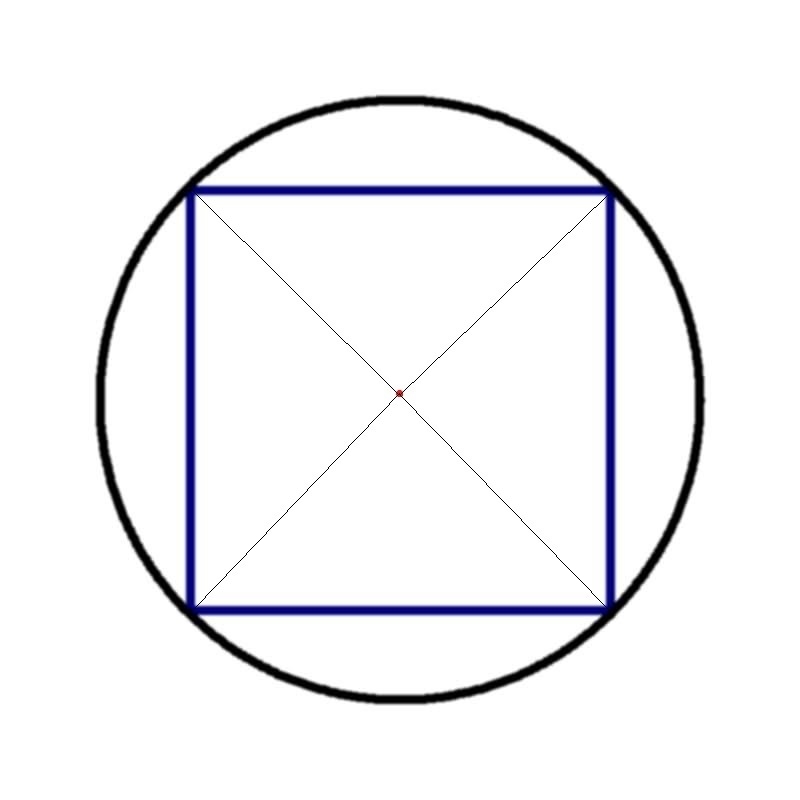 A circle has a square etched inside of it, with the endpoints of the square touching-example-1