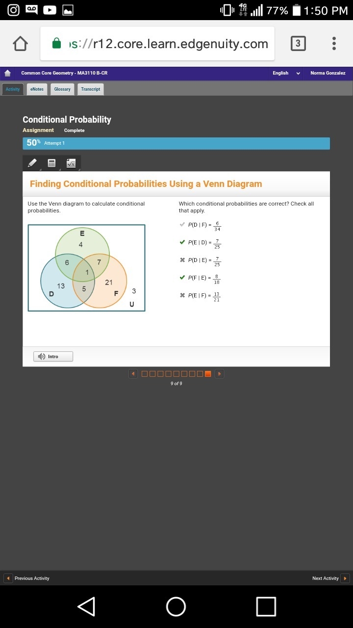 What statements are correct? Check all that apply. The conditional probability formula-example-1