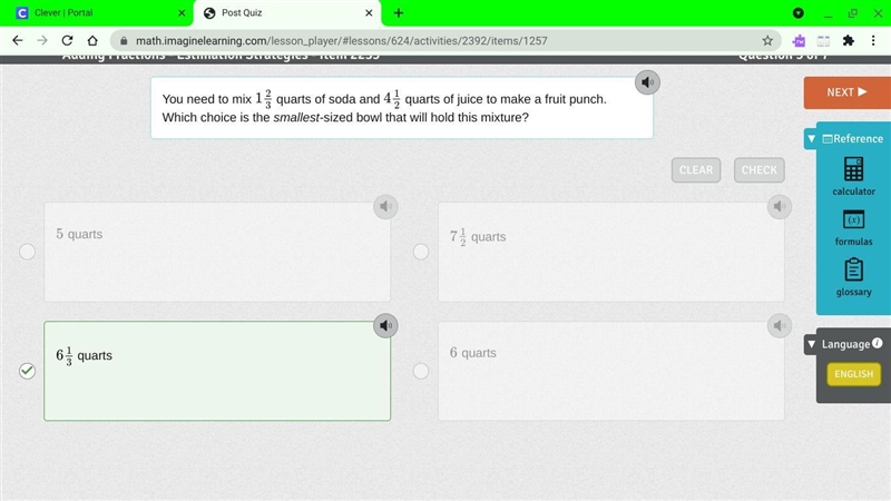 You need to mix 1 2/3 quarts of soda and 4 1/2 quarts of juice to make a fruit punch-example-1