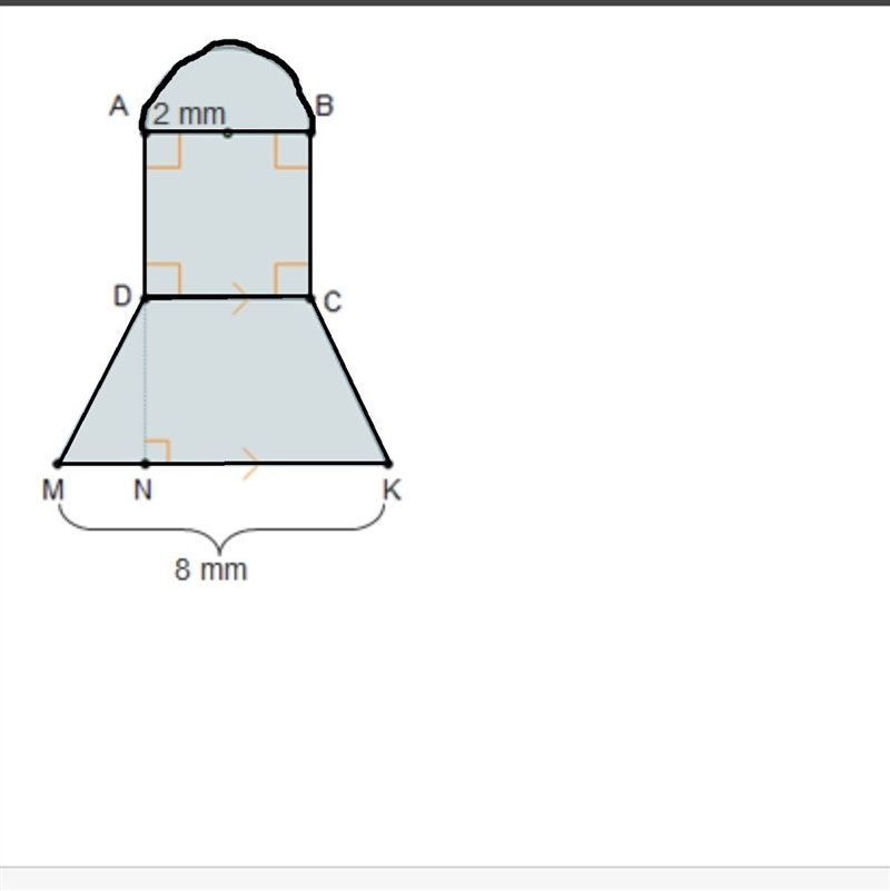 What is the area of the composite figure if AB ≅ BC ≅ CD ≅ DA ≅ DN? (2π + 28) mm2 (2π + 32) mm-example-1