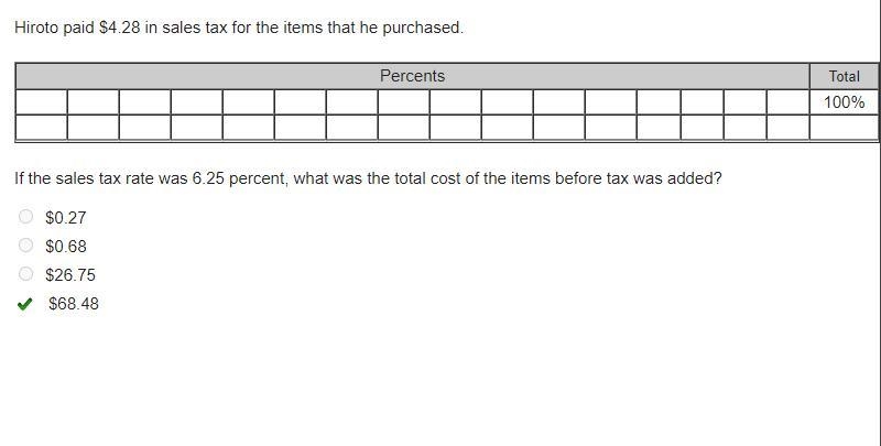 HELP ME !!!!! hiroto paid $4.28 in sale tax for the items he had purchased. if the-example-1