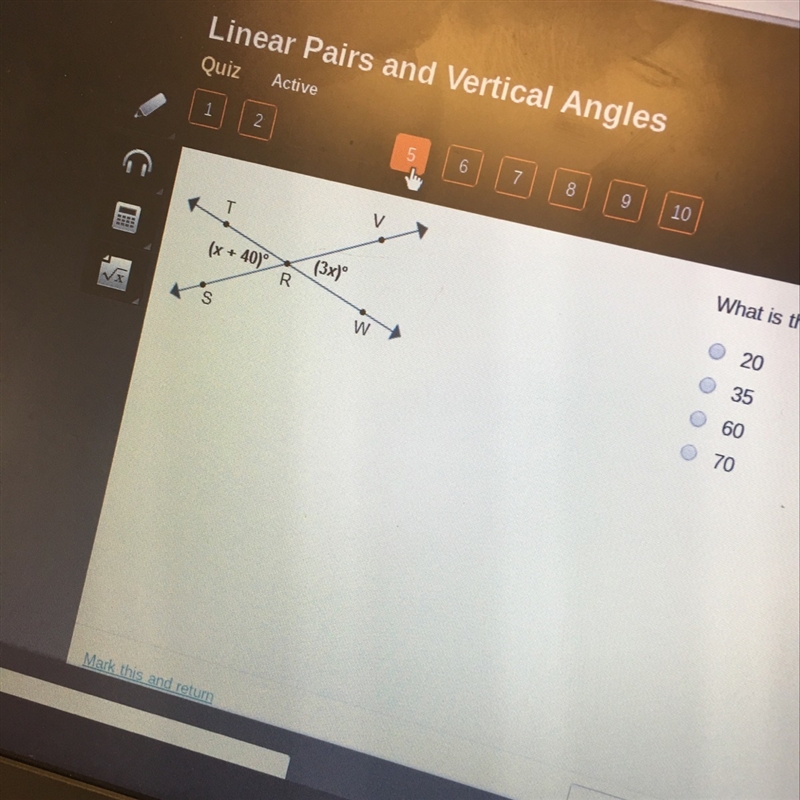 What is the value of x 20 35 60 70-example-1