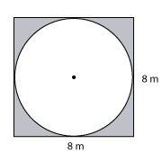 A circle is inside a square as shown. What is the area of the shaded region? Use 3.14 for-example-1