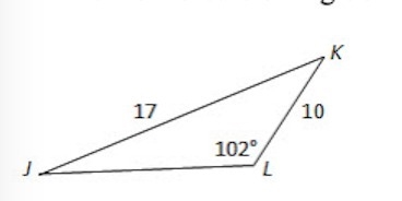 What is the measure of angle J in the triangle? Drawing is not to scale-example-1