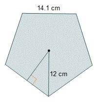 What is the approximate area of the regular pentagon? 288 cm2 342 cm2 432 cm2 691 cm-example-1