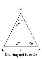 Find the values of x and y. a. x=44, y=66 b. x=46, y=44 c. x=90, y=44 d. x=90, y=46-example-1