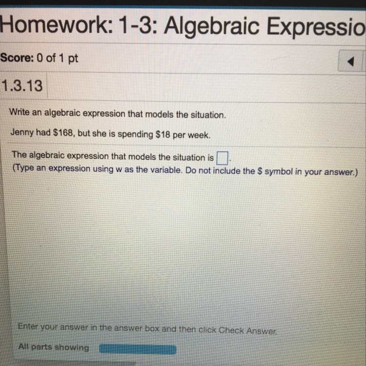 Write a algebra attic expression that models the solution-example-1