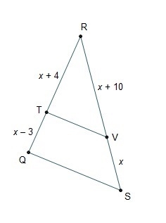 (GEOMETRY HELPP) Which value of x would make TV || QS? 3 8 10 11-example-1