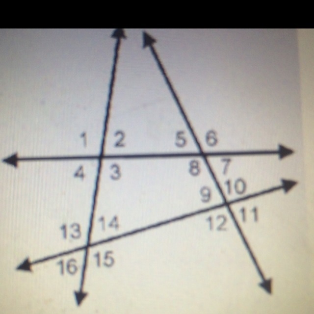 In the diagram which two angles must be supplementary with angle 6? A.5 and 7 B. 1 and-example-1