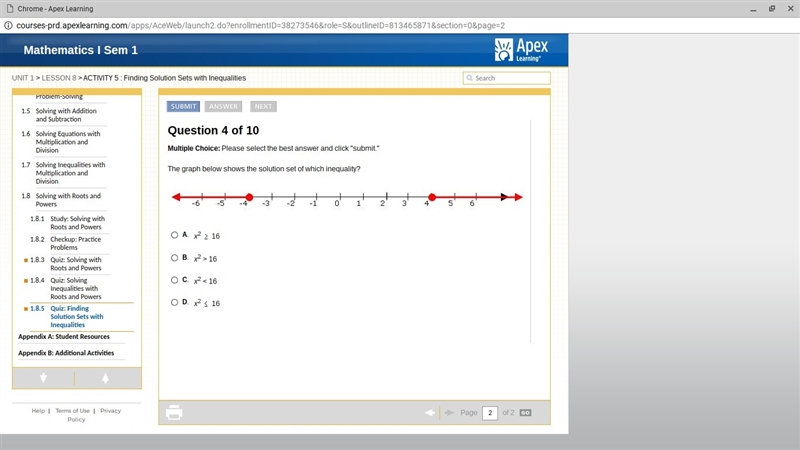 The graph below shows the solution set of which inequality ? help guys plz ):-example-1