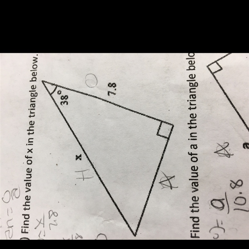 Find the value of x in the triangle-example-1