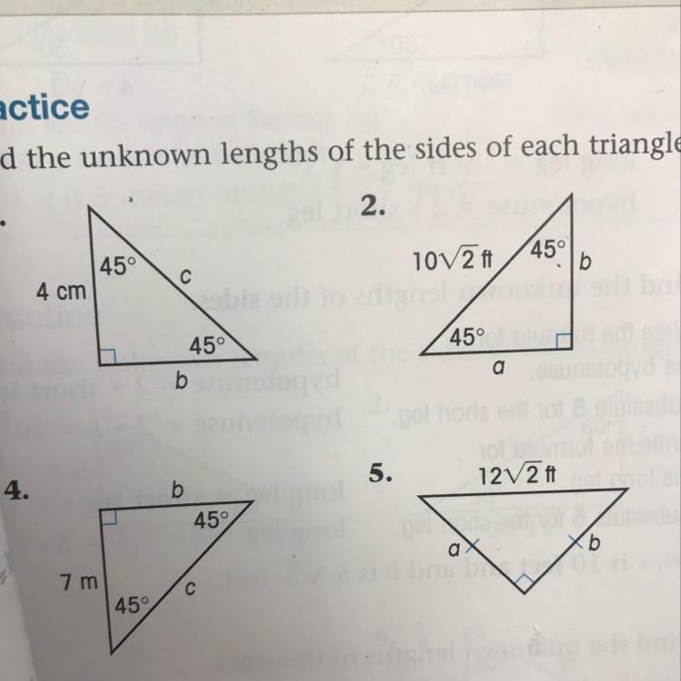 Find the unknown lengths of the sides of each triangle.-example-1