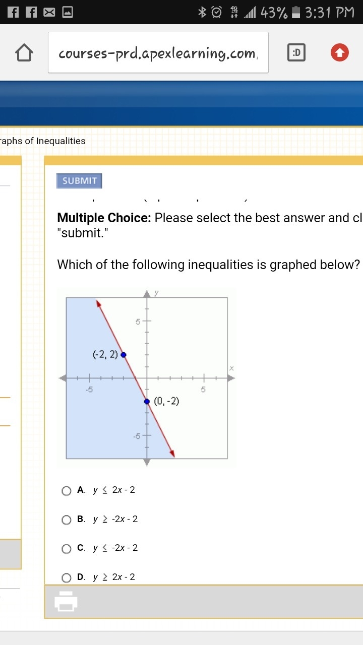 Which of the following inequalities is graphed below?-example-1