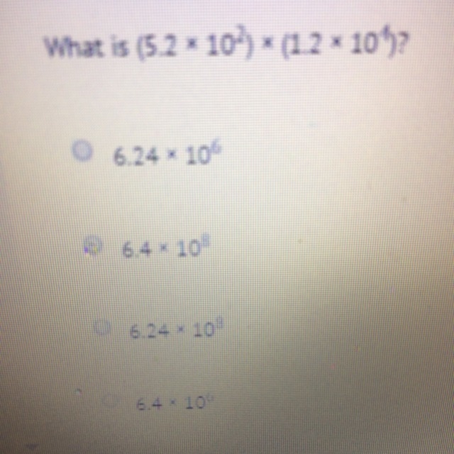 What is 5.2x10^2 x 1.2 x 10^4-example-1