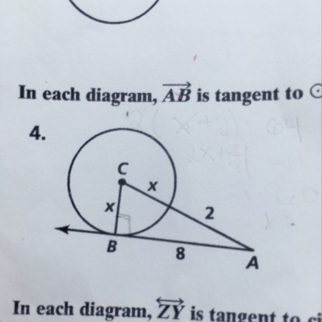 How do I solve this geometric problem? (In each diagram, line AB is tangent to center-example-1