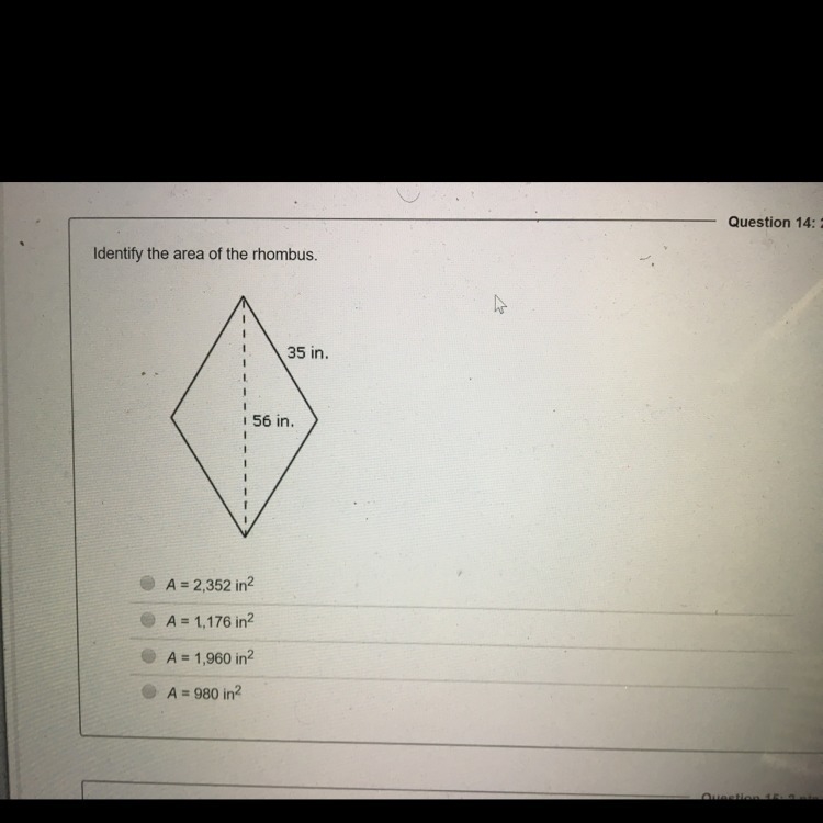 Find the area of the rombus-example-1