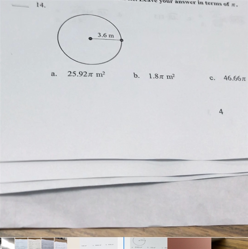 Find the area of the circle.leave your answer in terms of-example-1