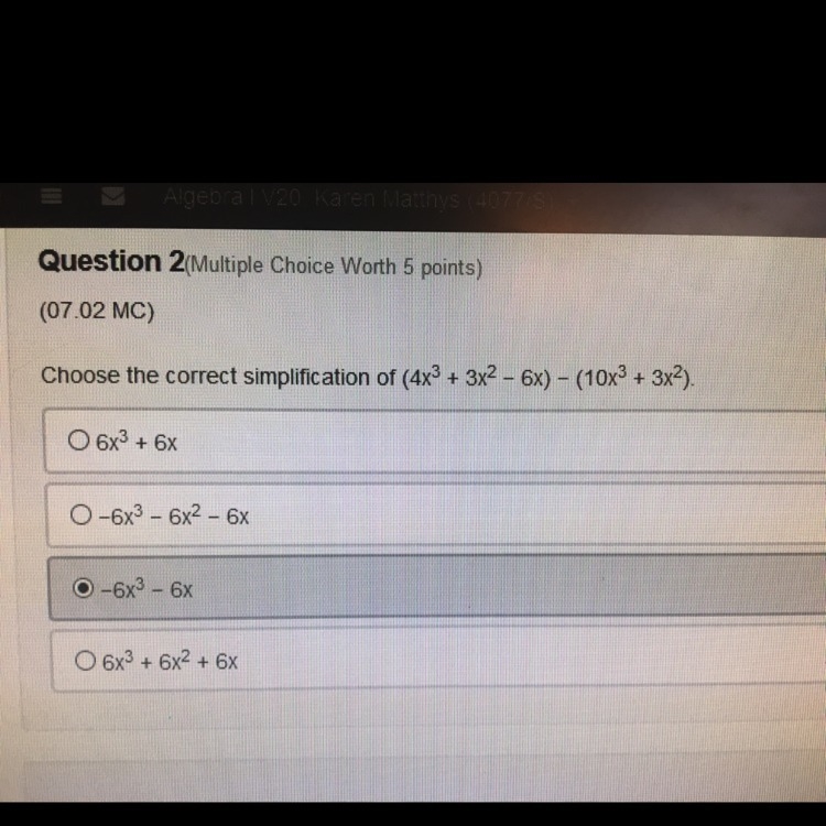 I need help! I've been sitting here for hours. Choose the correct simplification of-example-1