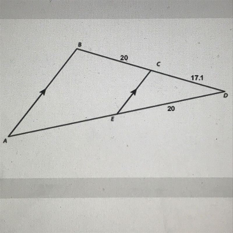 What is the length of AE 1. 17.1 2. 23.39 3. 22.9 4. 43.39-example-1