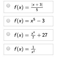 Which function has an inverse function? In this picture, there are the options, which-example-1