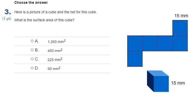 Here is a picture of a cube and the net for this cube. What is the surface area of-example-1