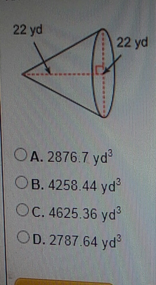 What id the volume of the cone ?-example-1