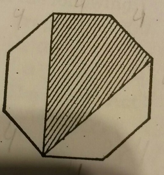 Suppose one vertex angle of a regular octagon is trisected as shown in the figure-example-1