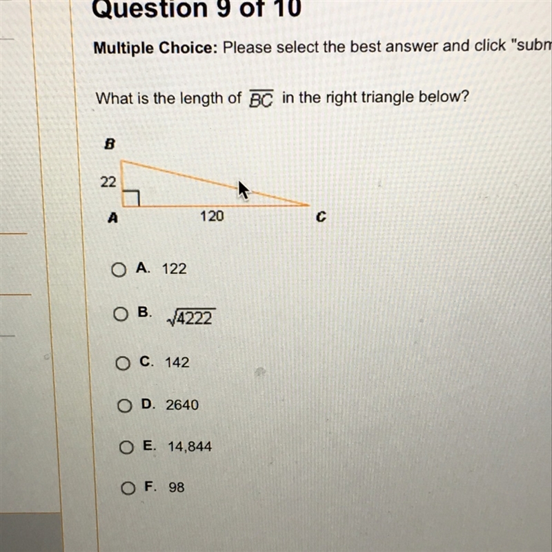 What is the length of BC in the right triangle below? Answer in the pictures.-example-1