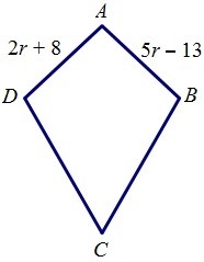 Quadrilateral ABCD is a kite. If , AD is congruent to AB find AD.-example-1