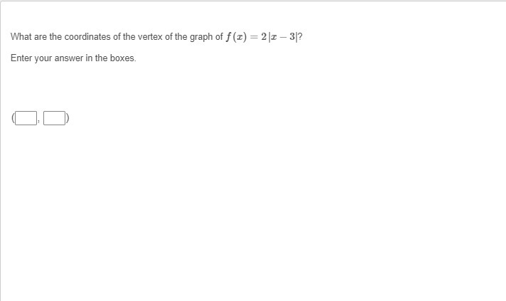 What are the coordinates of the vertex of the graph of f(x)=2|x-3|-example-1