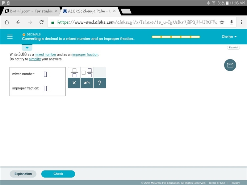 Converting a decimal to a mixed number and as a improper fraction-example-1