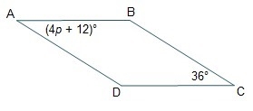 Figure ABCD is a parallelogram. What is the value of p?-example-1