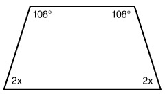 What is the measure of x? A. 36° B. 72° C. 144° D. 360°-example-1