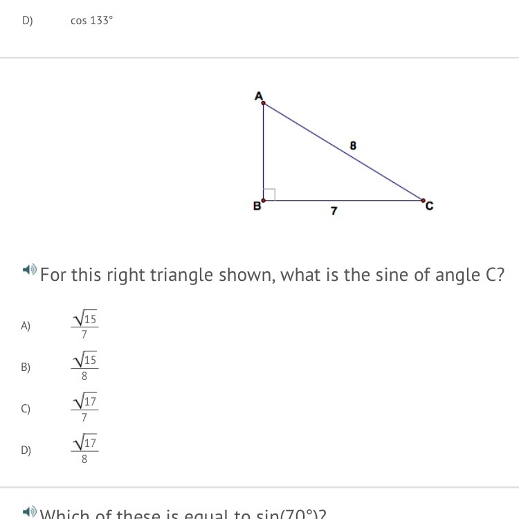 Find the measure of ∠C to the nearest degree.-example-1