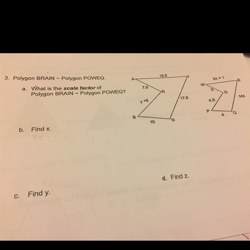 What is the scale Factor of polygon BRAIN ~ polygon POWEQ-example-1