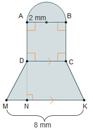 What is the area of the composite figure if AB ≅ BC ≅ CD ≅ DA ≅ DN? (2π + 28) mm2 (2π + 32) mm-example-1