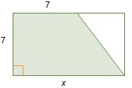 A section of a rectangle is shaded. The area of the shaded section is 63 square units-example-1