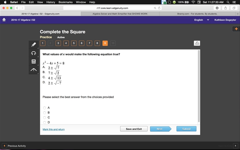 What values of x would make the following equation true?-example-1