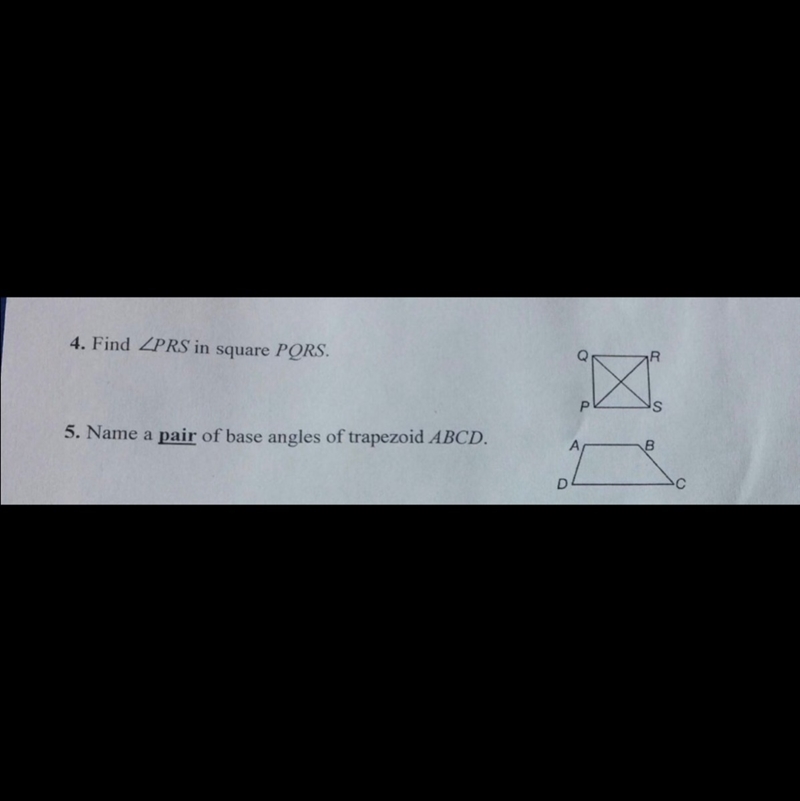 Find & name a pair of base angles of trapezoid ABCD-example-1